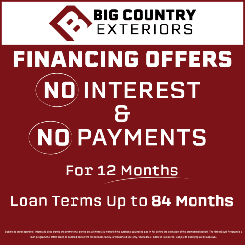 Big Country Exteriors Financing Offers